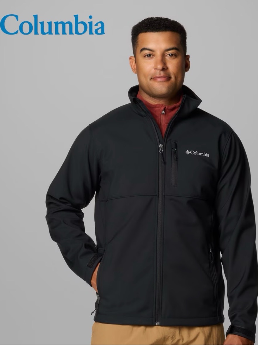 Columbia Softshell Ascender Jacket Black Full Zip Rain Wind Resistant Medium